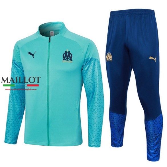 Ensemble survetement de foot Marseille 2023/2024 pas cher vert bleu